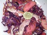 A picture of Red cabbage apple chicken salad.