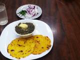 A picture of Green leafy vegetables n Maize chapati #MaizeFlourChallenge.