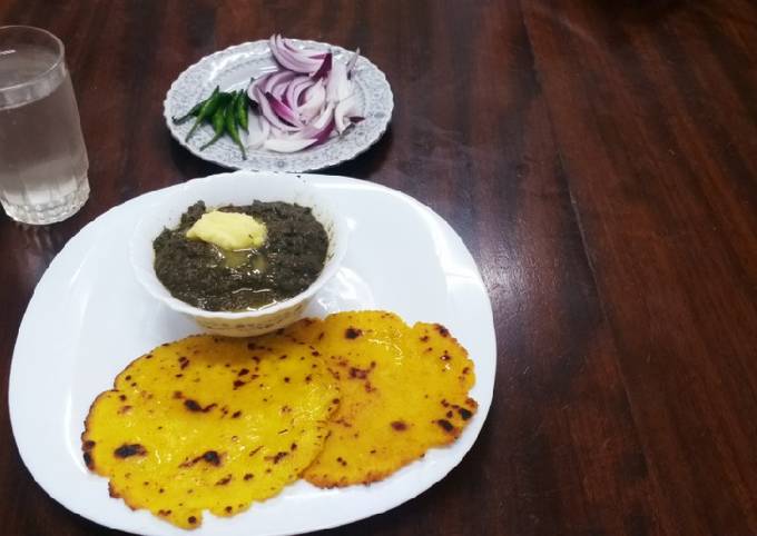 A picture of Green leafy vegetables n Maize chapati #MaizeFlourChallenge.