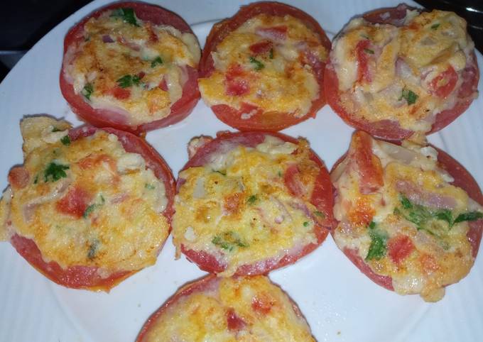 A picture of Stuffed tomato omelette.