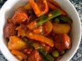 A picture of Sausage vegetable stir fry.