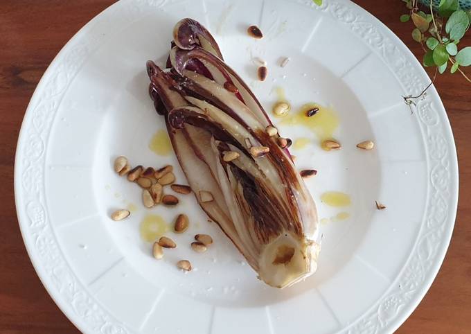 A picture of Roasted Radicchio Trevisano (red endive) #veganuary.