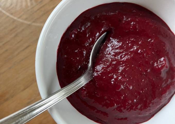 A picture of #ChooseToCook Damson and beetroot ketchup.