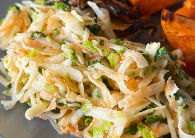 A picture of Healthy light Kohlrabi, carrot and coriander coleslaw.