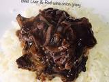 A picture of Beef Liver and red-wine onion gravy.