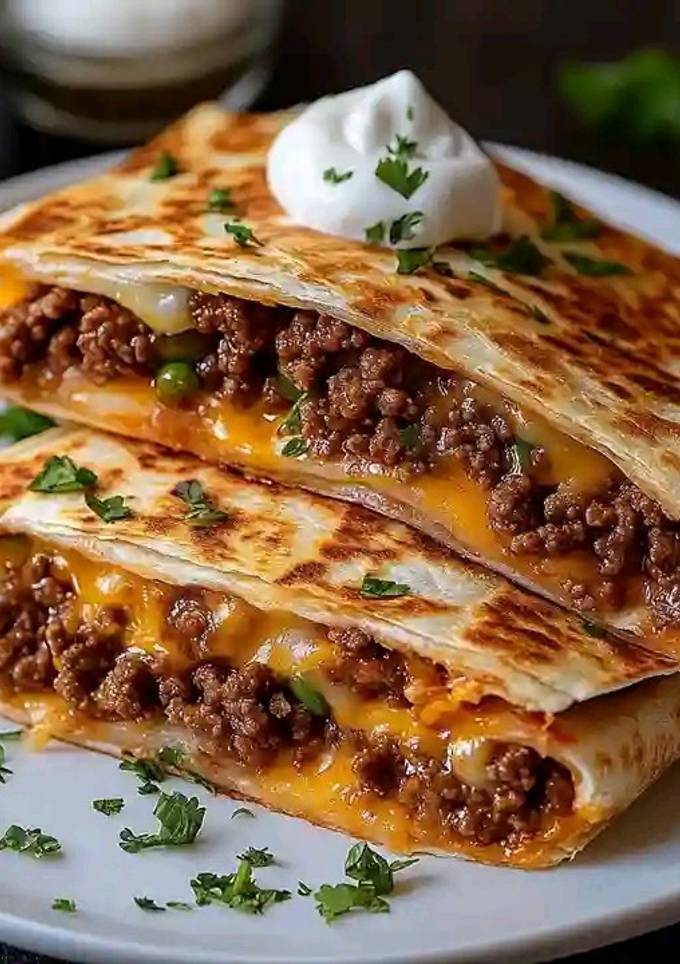 A picture of Cheesy Beef Quesadillas.