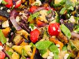 A picture of Grilled Vegetable Salad with Roasted Butternut Squash, and a Fresh Herb Lemon Dressing.