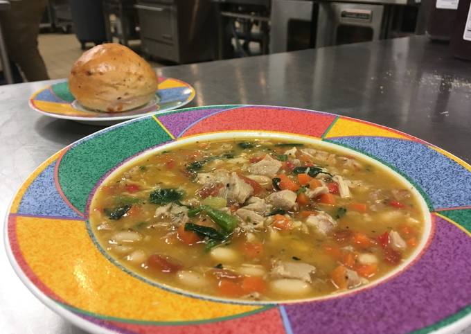 A picture of Italian Chicken Vegetable Bean Soup.