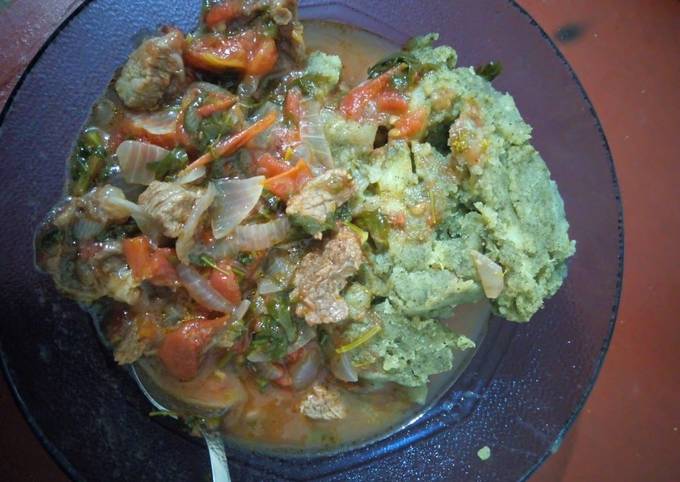 A picture of Vegetable mukimo+ meat stew #authors marathon.