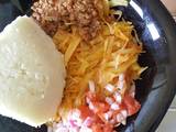 A picture of Ugali Cabbage and Minced Meat.