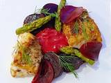 A picture of Cod and beetroots.