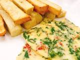 A picture of Vegetable omelette and fried yam.