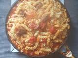 A picture of Beef Rump Steak Pasta in Tomato Sauce.