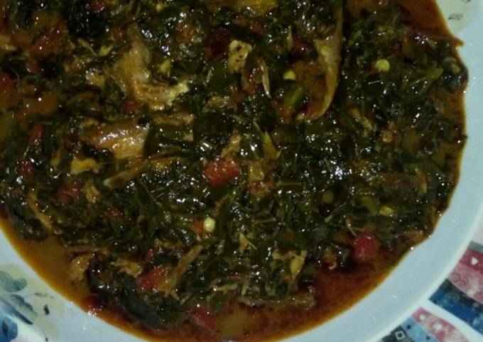 A picture of Vegetable (ugu n water leaf)soup.