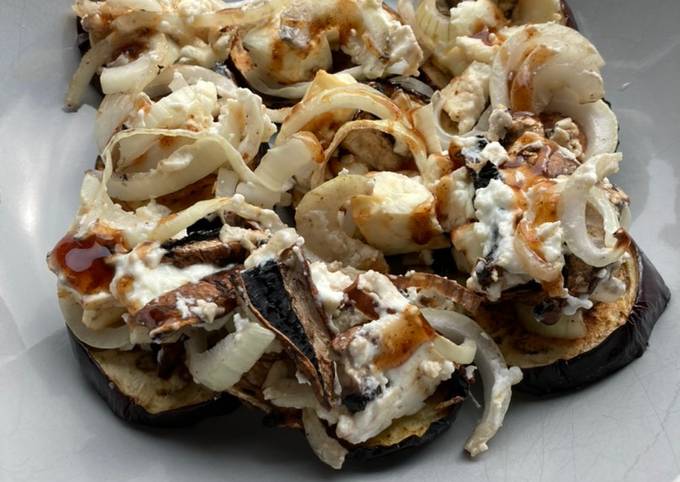 A picture of Energy-saving Air-fryer aubergine, feta and mushroom Roast.