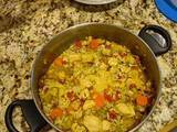 A picture of Spicy Chicken,Vegetable, and Barley soup.