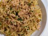 A picture of Linguine with Smoked Salmon in Togarashi and Cream Cheese.