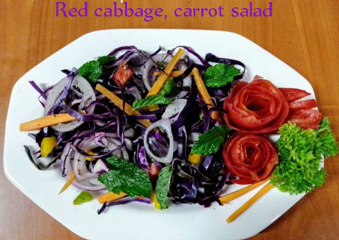 A picture of Red cabbage, carrot salad 🥗🧅.