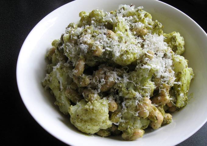 A picture of Cauliflower & Cannellini (White Beans) with Pesto.