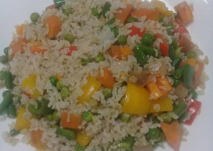 A picture of Buttered Vegetable brown Rice. #Authormarathon.