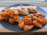 A picture of Buttery Salmon with Sweet Potatoes and Carrots.