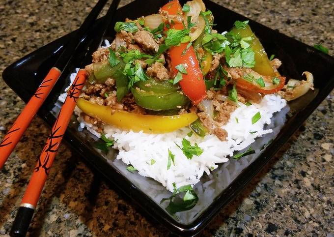 A picture of Thai Pork And Vegetable Rice Bowl.