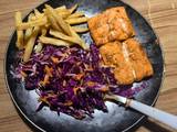 A picture of Baked salmon with chilli lime slaw.