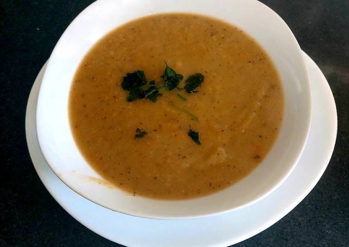 A picture of My thick Celeriac and Aubergine Soup.