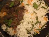 A picture of Vegetable rice with liver #weeklyjikonichallenge#.