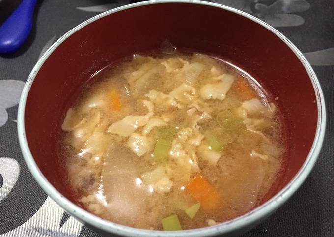 A picture of Ton-Jiru (Pork & Vegetable Miso Soup).