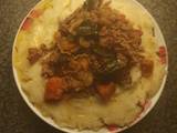 A picture of Courgette Tomato Beef mince Mash.