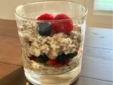 A picture of Breakfast Parfait of Overnight Oats, Chia, and Fruit.