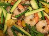 A picture of Shrimp and loaded vegetable scampi.