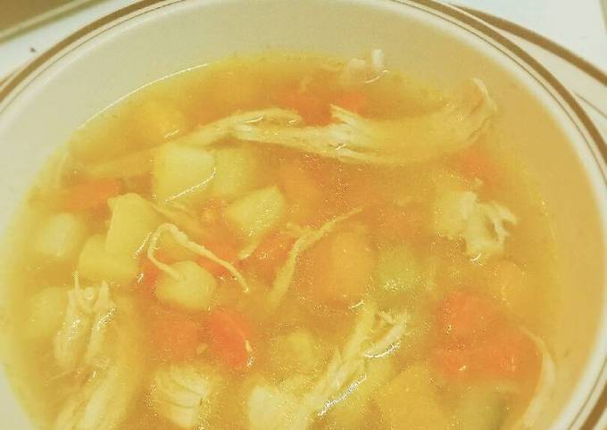 A picture of Chicken and vegetable soup.