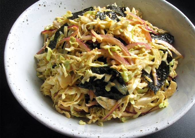 A picture of Cabbage & Nori Salad with Gochujang Mayo Dressing.