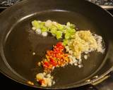 A picture of step 1 of Spicy Mapo Tofu with Shiitake Mushrooms 🌶️.