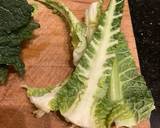 A picture of step 1 of Savoy cabbage with soft boiled eggs and furikake.