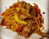 A picture of step 8 of Leftover Roast Pork with Vegetable Chow Mein.