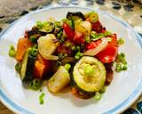 A picture of step 5 of Sweet potatoes baked with rutabaga/swede, other vegetables and smoked sausage.