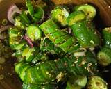 A picture of step 5 of Asian Cucumber Salad that oozes with fresh flavours.