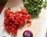 A picture of step 2 of Mixed vegetable stew with minced meat, rice and a side of cabbage.