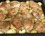 A picture of step 6 of Chicken thighs in "onion" mayonnaise with vegetables, in the oven.