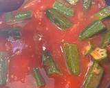 A picture of step 5 of Lebanese style okra with tomato sauce.