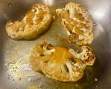 A picture of step 4 of Cauliflower Steak (or Tofu Slices) with Chimichurri and Feta.