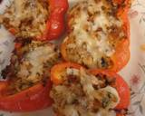 A picture of step 4 of Air Fryer Chicken and rice stuffed bell peppers.