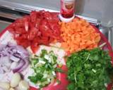 A picture of step 1 of Matoke (Vegetables incorporated).