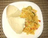 A picture of step 10 of Ugali with cabbages with veg.