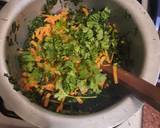 A picture of step 3 of Fried sukuma wiki and spinach.