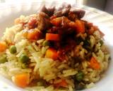 A picture of step 6 of Wet fry goat meat with vegetable rice.