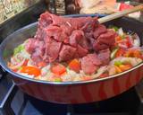 A picture of step 3 of Lebanese style Mutton meat with veggies.